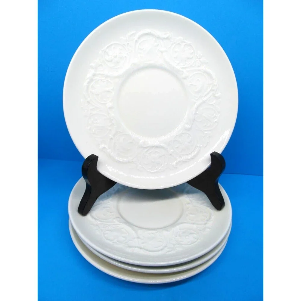 Wedgwood Etruria And Barlaston Patrician Set Of 4 Embossed Saucers Only GC